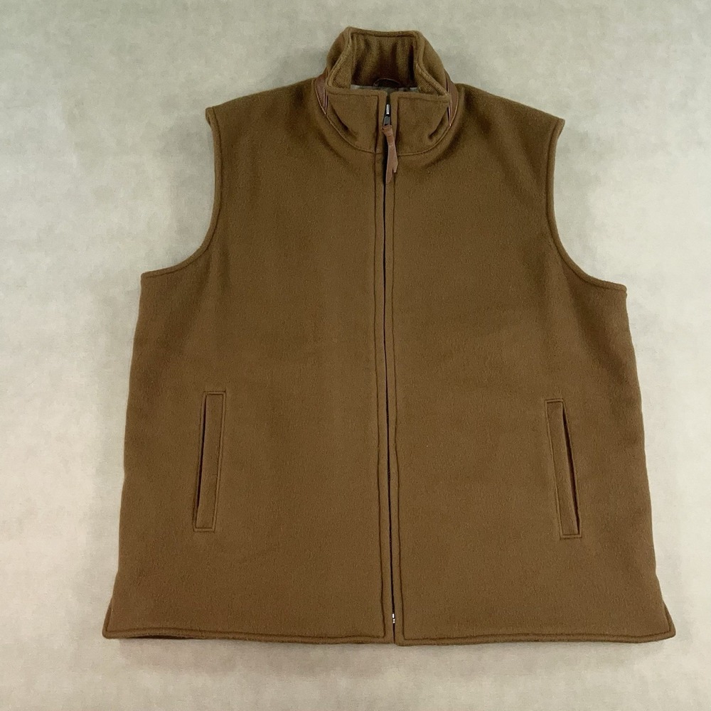 ML Leddys Vest Mens Medium Brown Loro Piana Italian 100% Wool Leather Western